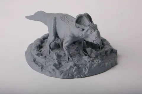 Horned Dinosaur Sculpture — 3D printed animal figurine