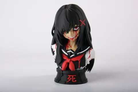 Horror Anime Girl Bust — 3D printed gothic figurine