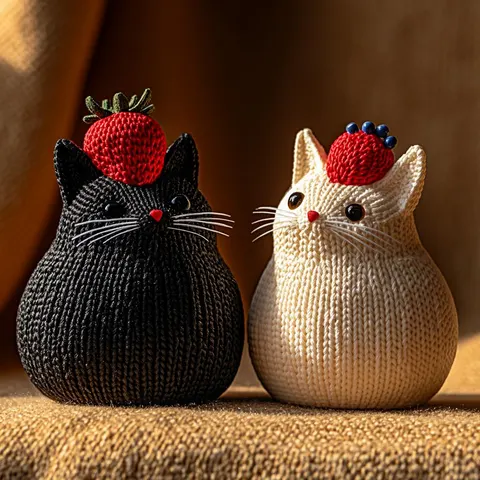 Knitted Cat With Berry — 3D printed flexi animal