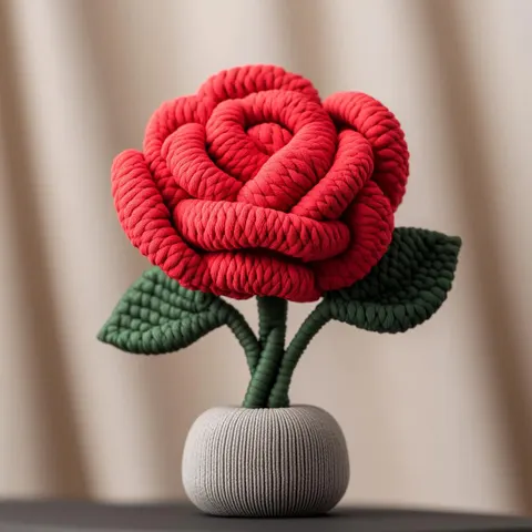 Knitted Rose 3 — 3D printed botanical sculpture