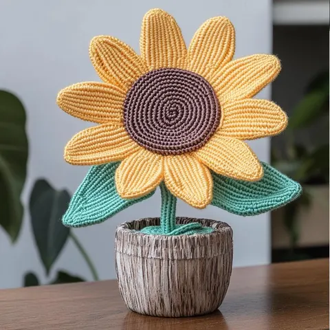 Knitted Sunflower — 3D printed botanical sculpture