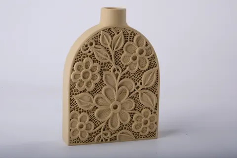 Lace Vase with Intricate Floral Design — 3D printed botanical vase