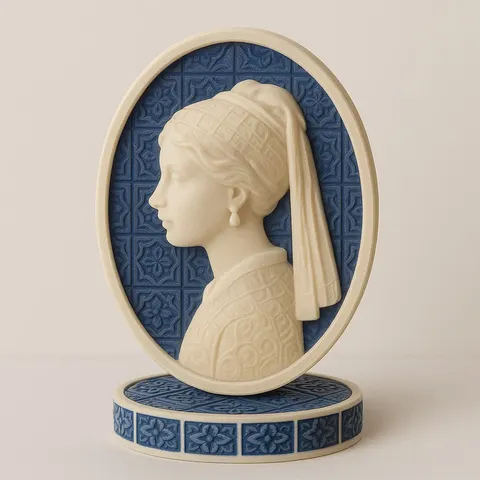 Lady With Earring Panel — 3D printed wall decor piece