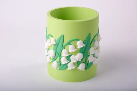 Lily of the Valley Vase with White Bell Flowers — 3D printed botanical vase