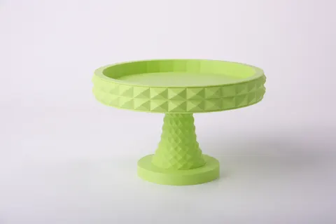 Lime Prism Pedestal Tray with Cube Pattern — 3D printed minimalist organizer