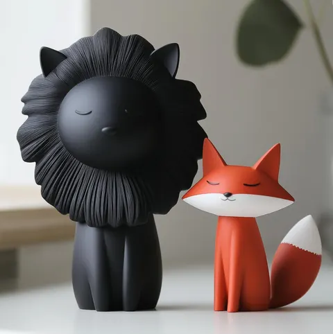 Lion And Fox Minimalism — 3D printed animal figurine