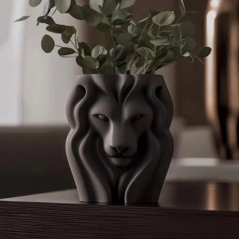 Lion Head Vase — 3D printed figural vase