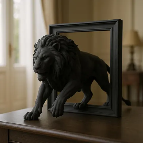 Lion In Frame — 3D printed animal figurine