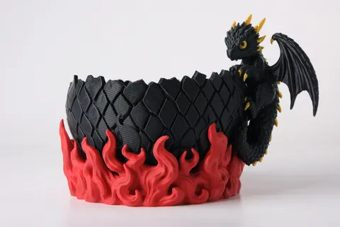 Little Dragon and Egg Sculpture — 3D printed figural vase