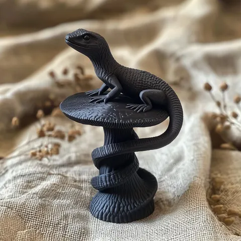 Lizard On Mushroom — 3D printed flexi reptile