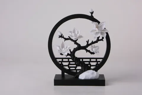 Magnolia Moon Gate — 3D printed botanical sculpture