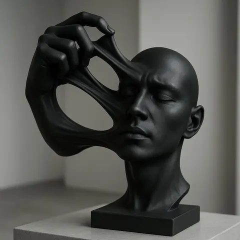 Man Face Melted — 3D printed face sculpture