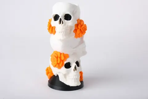 Marigold Skull Tower Vase — 3D printed figural vase