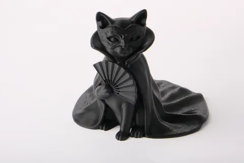 Masquerade Fancy Cat Sculpture — 3D printed cat figurine