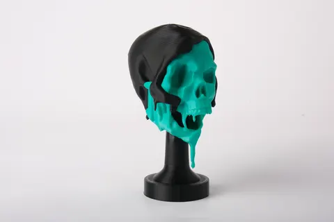 Melting Skull Sculpture — 3D printed gothic figurine