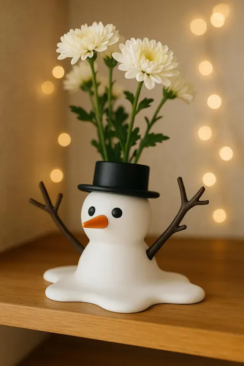 Melting Snowman — 3D printed bust sculpture