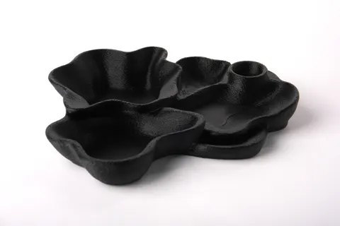 Midnight Petal Multi-Compartment Organizer Tray — 3D printed botanical tray