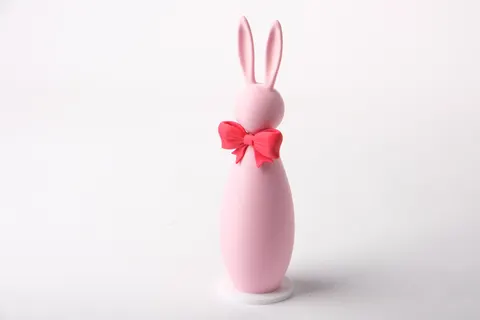 Minimalist Easter Bunny Sculpture with Bow — 3D printed animal figurine