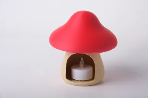 Minimalist Mushroom LED Candle Holder for Tealights — 3D printed botanical tray