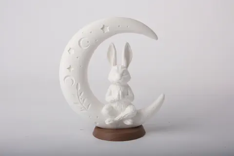 Moon Bunny Meditation Sculpture — 3D printed animal figurine