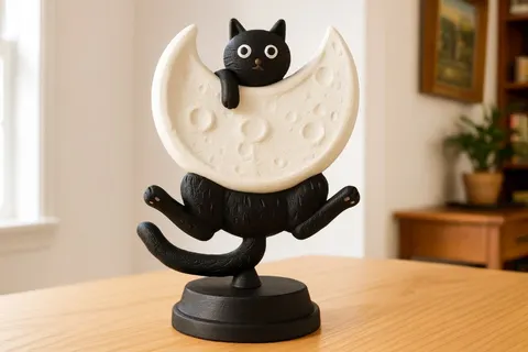 Moon Cheese And Cat — 3D printed decor piece