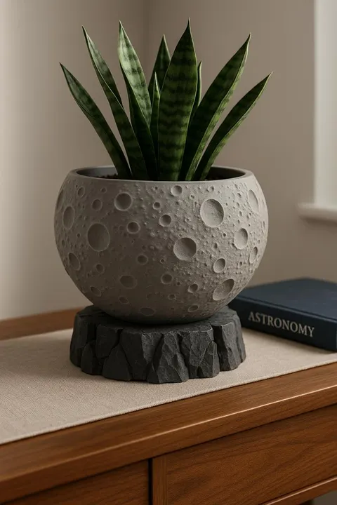 Moon On Stone Pot — 3D printed geometric vase