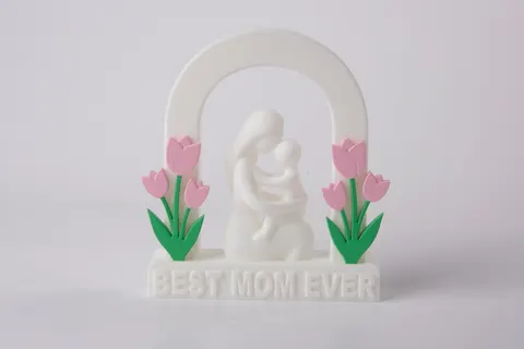 Mother's Day Best Mom Ever Arch with Tulips — 3D printed wall decor piece