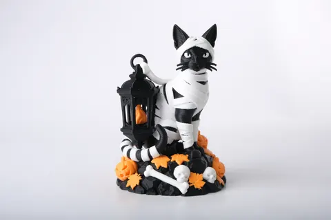 Mummy Cat of the Crypt — 3D printed cat figurine