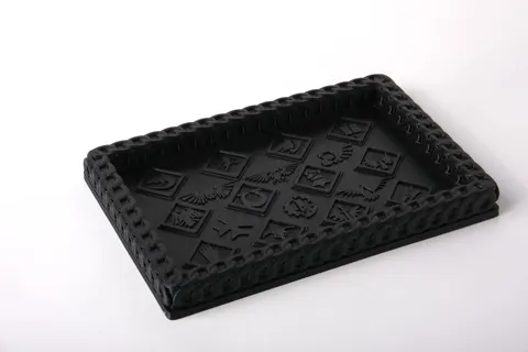 Mystic Symbol Grid Tray with Braided Edge — 3D printed minimalist organizer
