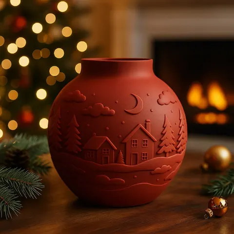 New Years Village Vase — 3D printed seasonal vase