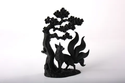 Nine-Tailed Fox Tree Sculpture — 3D printed animal figurine