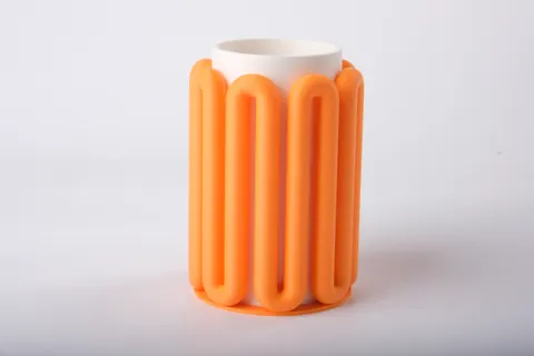 Orange Loop Vase — 3D printed geometric vase