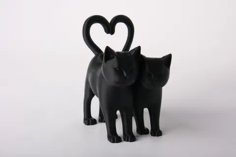 Pair of Cats with Heart-Shaped Tails Art — 3D printed cat figurine