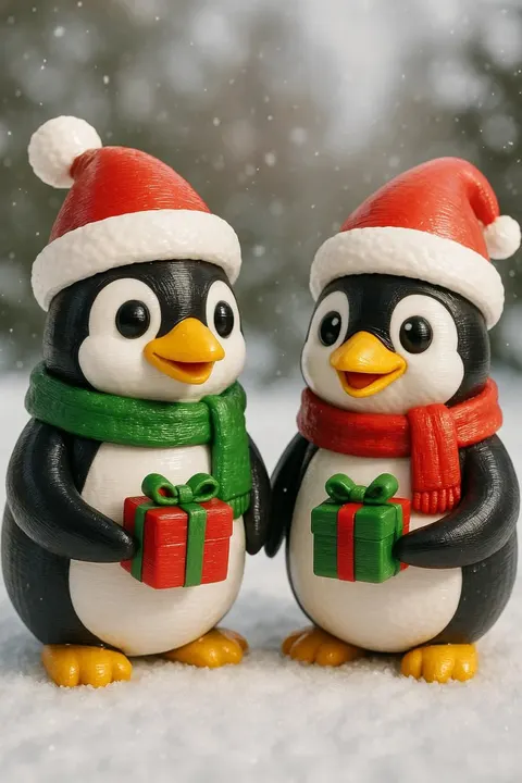 Penguin With Gift — 3D printed animal figurine