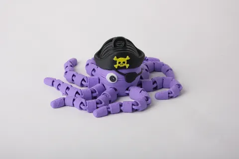 Pirate Octopus Figure in a Playful Style — 3D printed animal figurine