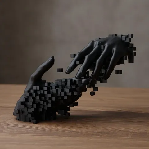 Pixel Hands — 3D printed face sculpture