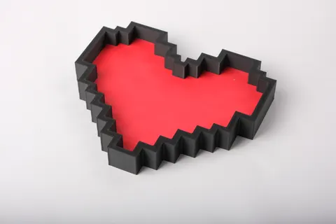 Pixel Heart Tray — 3D printed desk organizer