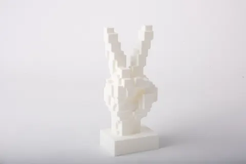 Pixel Peace Hand Sculpture — 3D printed face sculpture