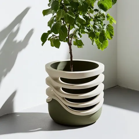 Pot With Spiral — 3D printed geometric vase