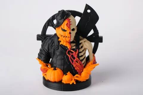 Pumpkin Skull Farmer — 3D printed gothic figurine