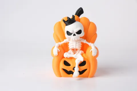 Pumpkin Throne Skeleton — 3D printed gothic figurine