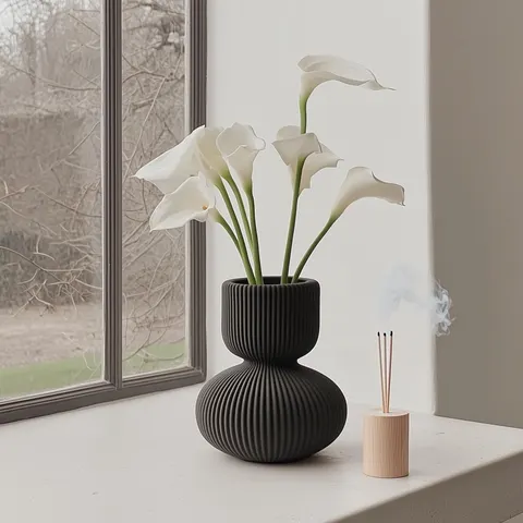 Radial Vase With Circle Cutouts — 3D printed geometric vase