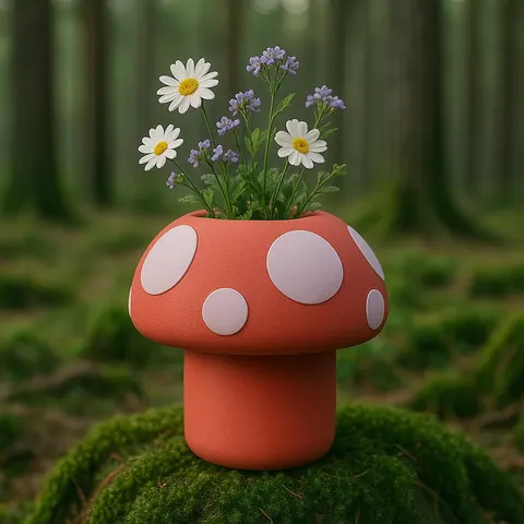 Red Mushroom Vase — 3D printed figural vase
