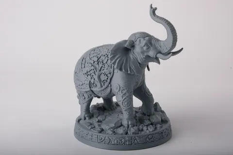 Regal Elephant Sculpture — 3D printed animal figurine