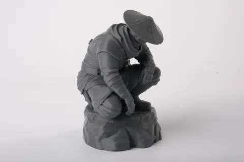 Ronin Warrior Figurine on Rock Base — 3D printed bust sculpture