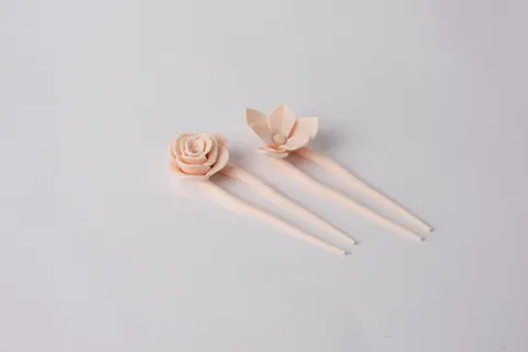 Rose & Lotus Hair Fork Set — 3D printed jewelry piece
