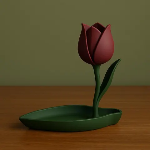 Rose With Tray — 3D printed botanical tray