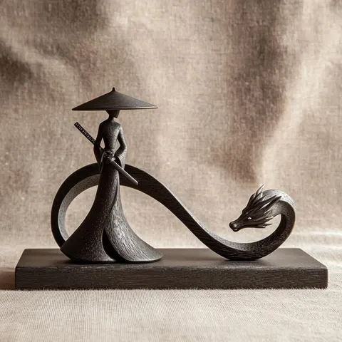 Samurai And Dragon — 3D printed bust sculpture