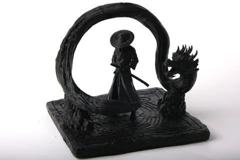 Samurai Dragon Sculpture — 3D printed animal figurine