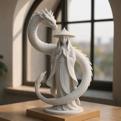 Samurai With Pet Dragon — 3D printed flexi dragon